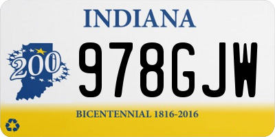 IN license plate 978GJW