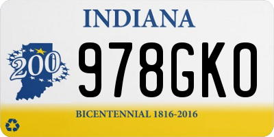 IN license plate 978GKO