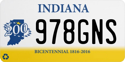 IN license plate 978GNS