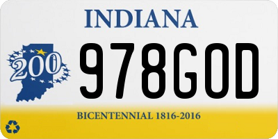 IN license plate 978GOD
