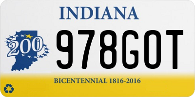 IN license plate 978GOT