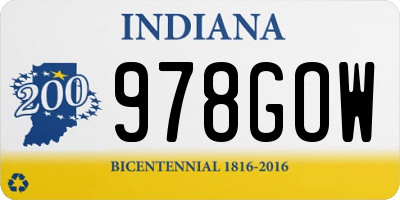 IN license plate 978GOW