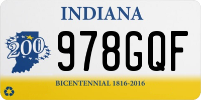 IN license plate 978GQF