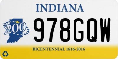 IN license plate 978GQW