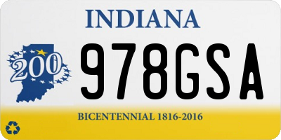 IN license plate 978GSA