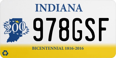 IN license plate 978GSF
