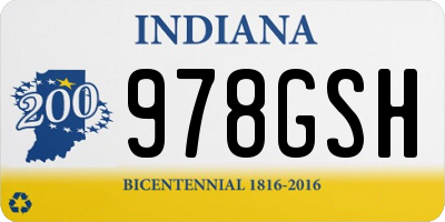 IN license plate 978GSH