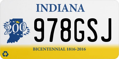 IN license plate 978GSJ