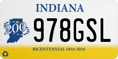 IN license plate 978GSL