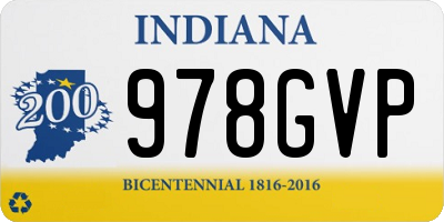 IN license plate 978GVP