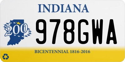 IN license plate 978GWA