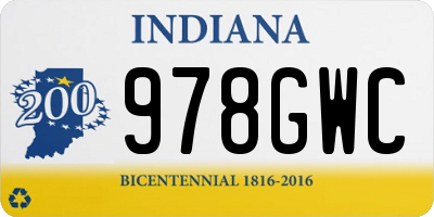 IN license plate 978GWC