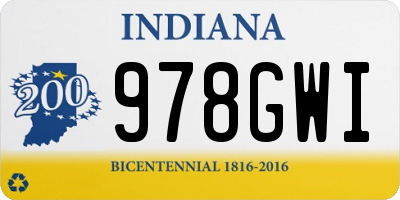 IN license plate 978GWI