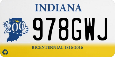 IN license plate 978GWJ