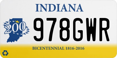 IN license plate 978GWR