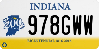 IN license plate 978GWW