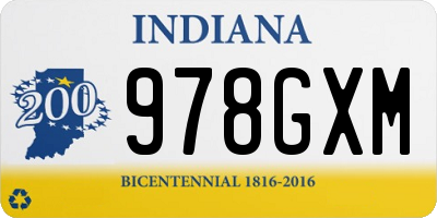 IN license plate 978GXM