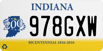 IN license plate 978GXW