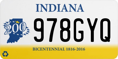 IN license plate 978GYQ