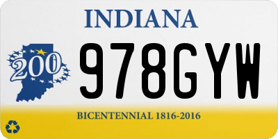 IN license plate 978GYW
