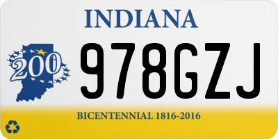 IN license plate 978GZJ