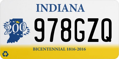 IN license plate 978GZQ