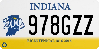 IN license plate 978GZZ