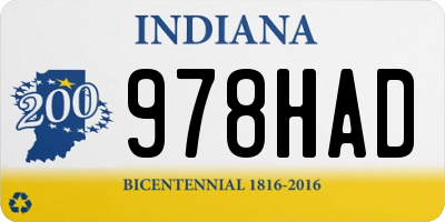 IN license plate 978HAD