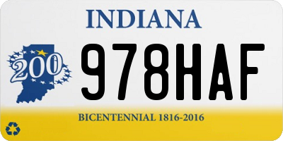 IN license plate 978HAF
