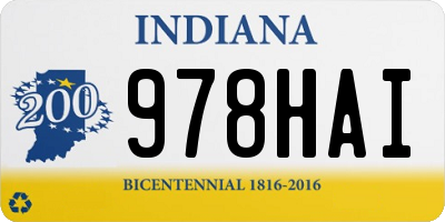IN license plate 978HAI