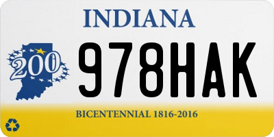 IN license plate 978HAK