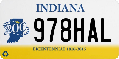 IN license plate 978HAL