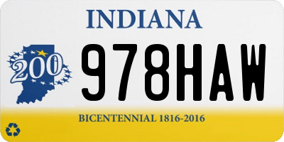 IN license plate 978HAW