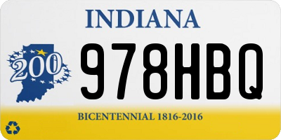 IN license plate 978HBQ