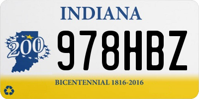 IN license plate 978HBZ