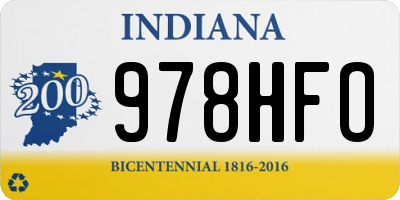 IN license plate 978HFO