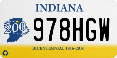 IN license plate 978HGW