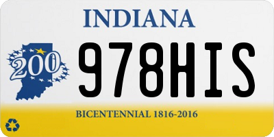 IN license plate 978HIS
