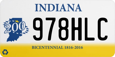 IN license plate 978HLC