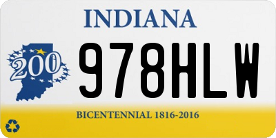 IN license plate 978HLW