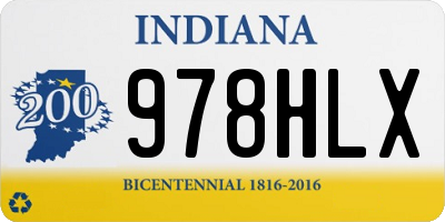 IN license plate 978HLX