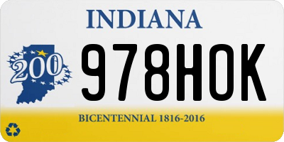 IN license plate 978HOK