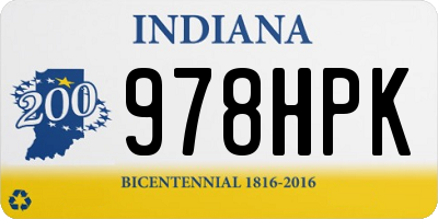 IN license plate 978HPK