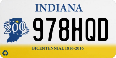 IN license plate 978HQD