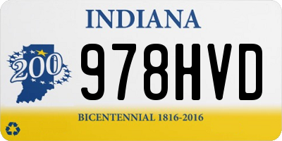 IN license plate 978HVD