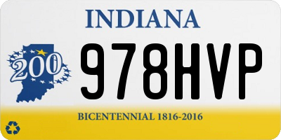 IN license plate 978HVP