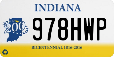 IN license plate 978HWP