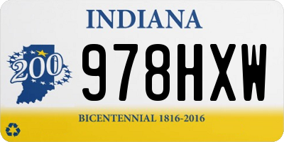 IN license plate 978HXW