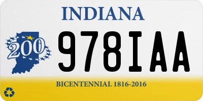 IN license plate 978IAA