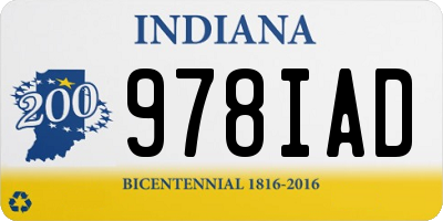 IN license plate 978IAD